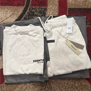 Essentials Light Oatmeal shirt  and short Set